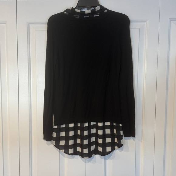 Adrianna Papell Black and White Checkered Button Down Blouse - Picture 4 of 8